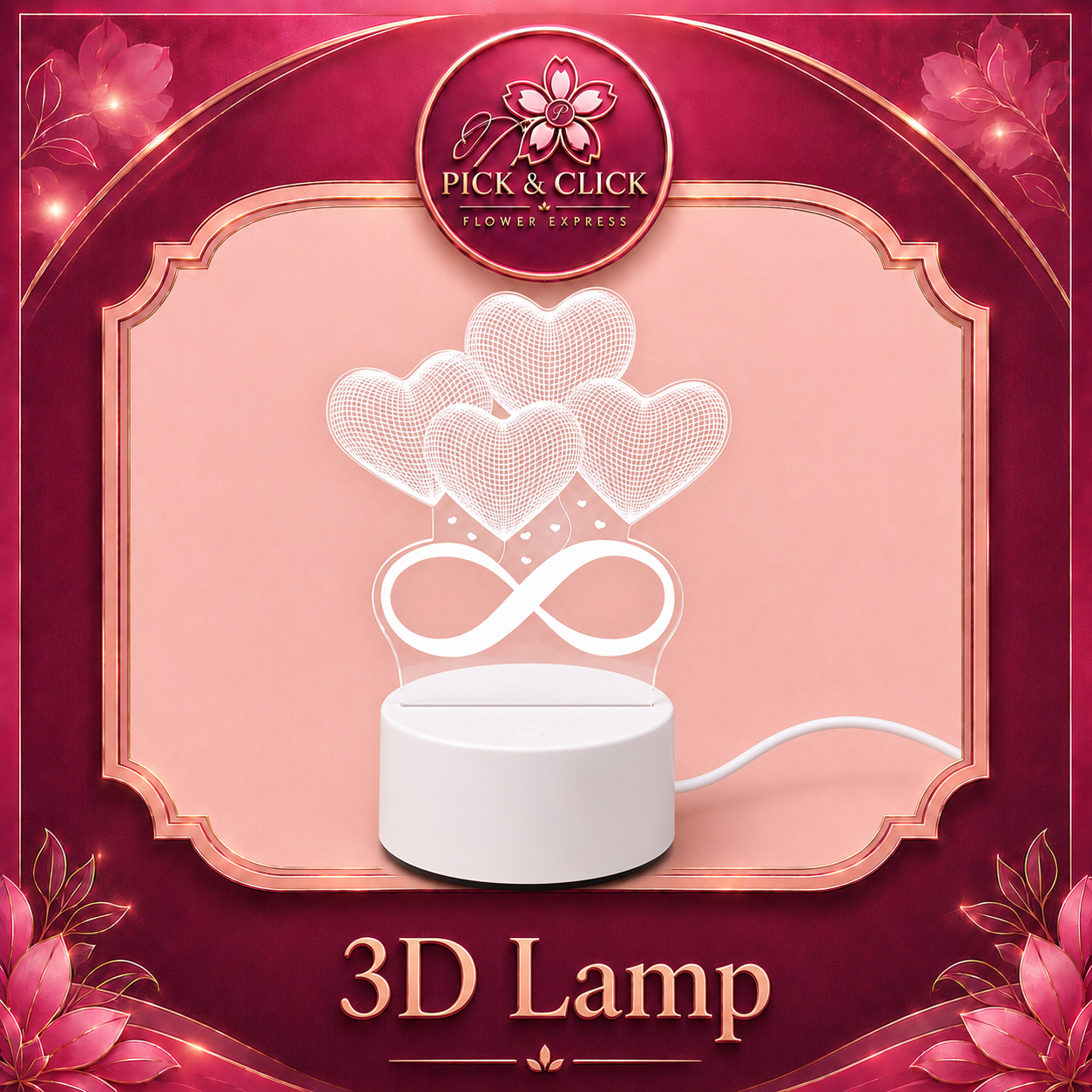 3D lamp add-on gift from Pick and Click Flower Express, perfect with flower bouquets, birthday gifts, anniversaries, romantic surprises, and flower delivery in Metro Manila, Philippines.
