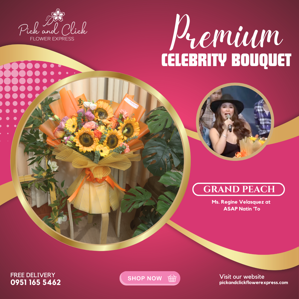 Grand Peach Bouquet featuring sunflower, gerbera, lisianthus, carnation, and fresh eucalyptus, a bright and elegant floral arrangement perfect for birthdays, celebrations, and special occasions in the Philippines.
