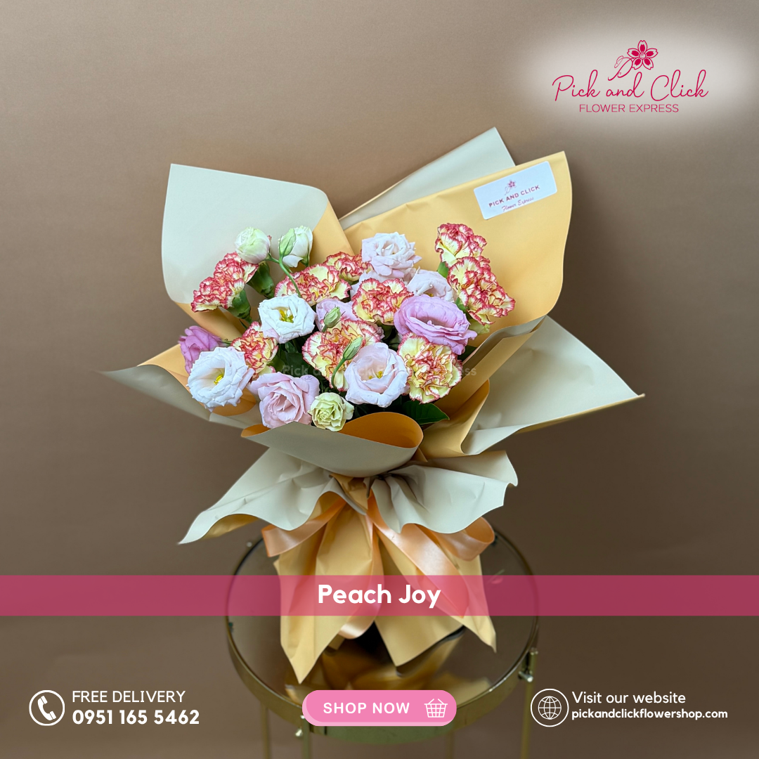 two-tone-yellow-orange-carnation-peach-lisianthus-bouquet