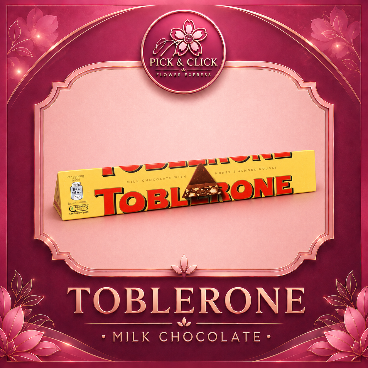 Toblerone chocolate add-on gift from Pick and Click Flower Express, perfect for flower bouquets, birthday gifts, anniversaries, romantic surprises, and flower delivery in Metro Manila, Philippines.