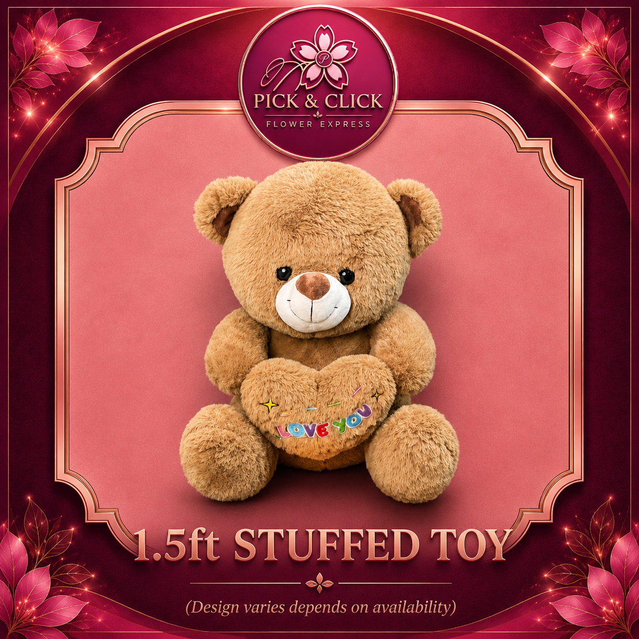 1.5ft stuffed toy add-on gift from Pick and Click Flower Express, perfect with flower bouquets, birthday surprises, anniversaries, romantic gifts, special occasions, and flower delivery in Metro Manila, Philippines.