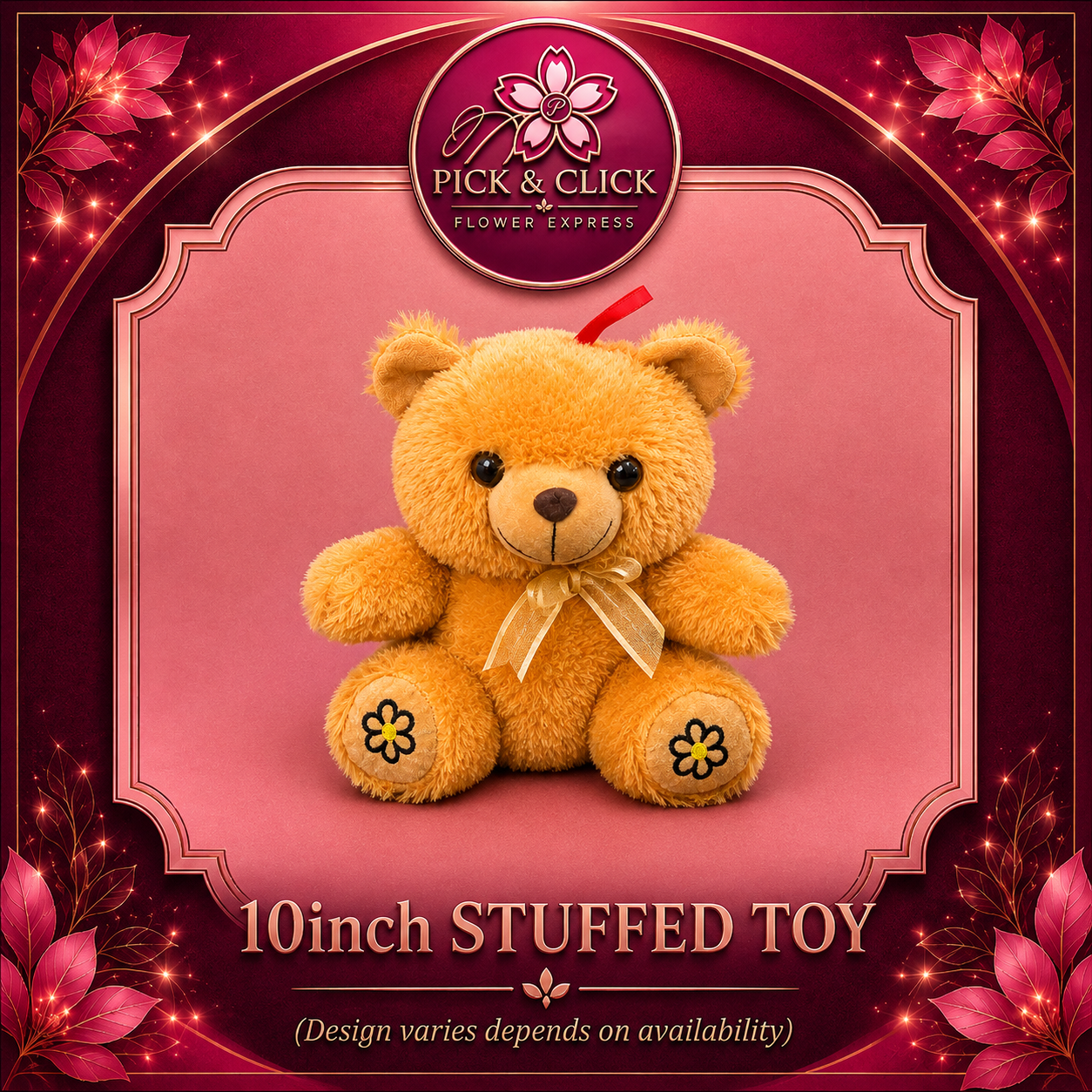 10-inch stuffed toy add-on gift from Pick and Click Flower Express, perfect with flower bouquets, birthday surprises, anniversaries, romantic gifts, special occasions, and flower delivery in Metro Manila, Philippines.