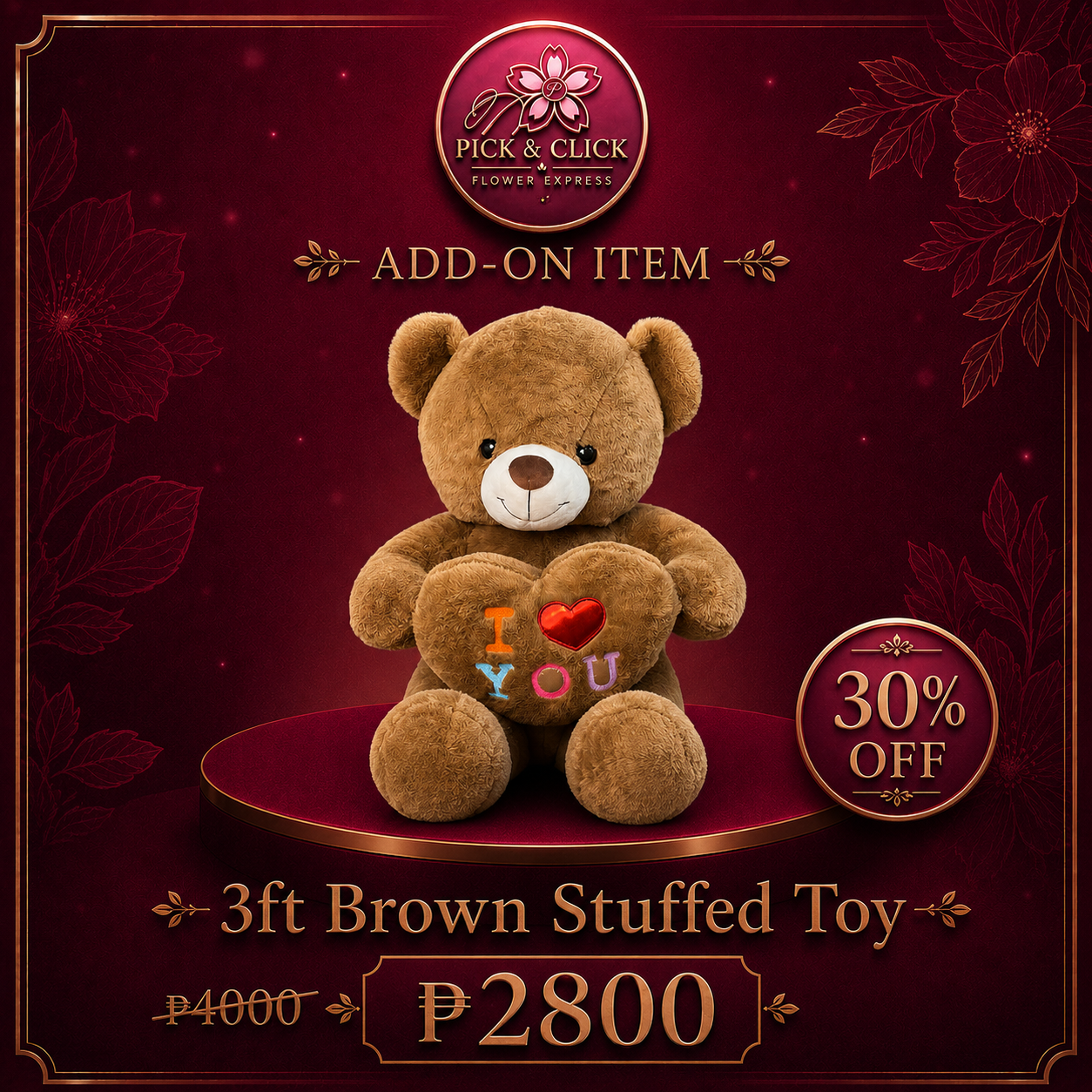 3ft Stuffed Toy (design varies depending on availability)