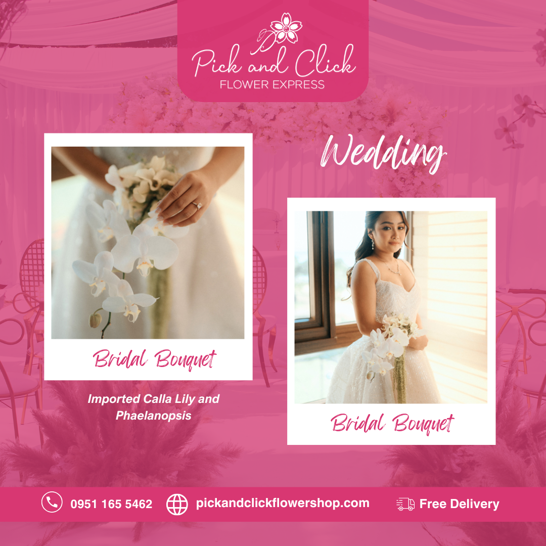 Bridal Bouquet featuring calla lilies and phalaenopsis orchids, a luxurious and elegant bridal bouquet perfect for weddings and sophisticated ceremonies in the Philippines.