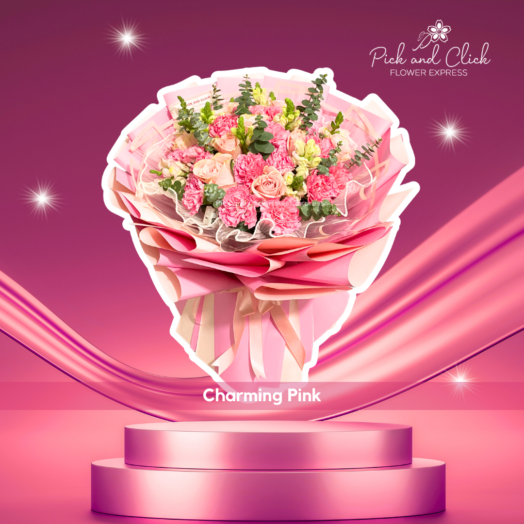 Pink rose and pink carnation bouquet with same-day delivery in Metro Manila – Perfect floral arrangement for special occasions.