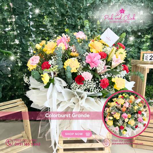 Large assorted flower bouquet wrapped in white paper – Elegant fresh blooms with same-day delivery in Metro Manila.