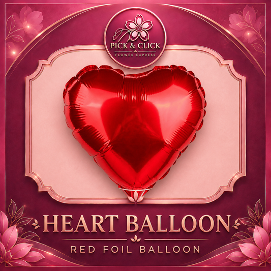 Heart-shaped balloon add-on gift from Pick and Click Flower Express, perfect with flower bouquets, birthdays, anniversaries, romantic surprises, Valentine’s gifts, and flower delivery in Metro Manila, Philippines.
