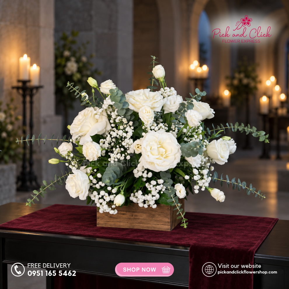 Mini Sympathy 11 | White Roses and Lisianthus Manila – Pick and Click ...