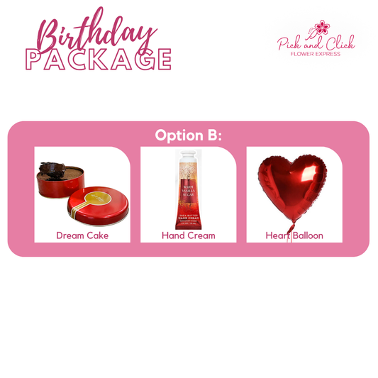Option B: (Tin Can Cake, Hand Cream & Heart Balloon)