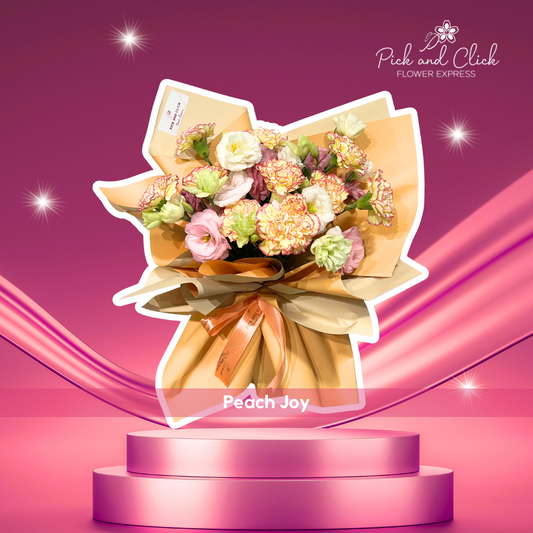 two-tone-yellow-orange-carnation-peach-lisianthus-bouquet