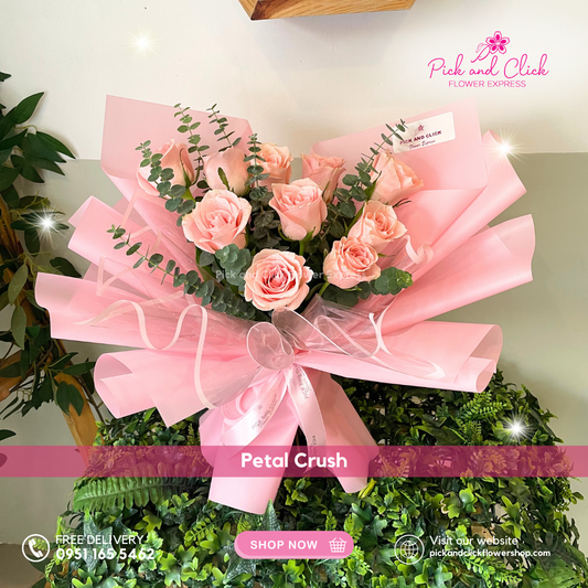 Pink China Rose Bouquet wrapped elegantly for flower delivery in Metro Manila