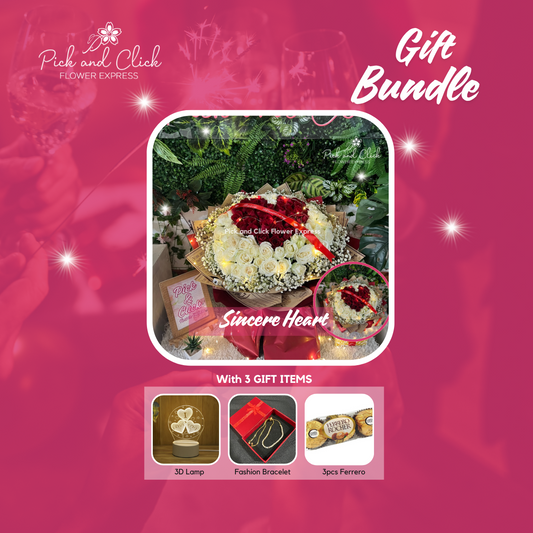 Big bouquet of imported red and white roses with gypsophila — an elegant and romantic floral gift