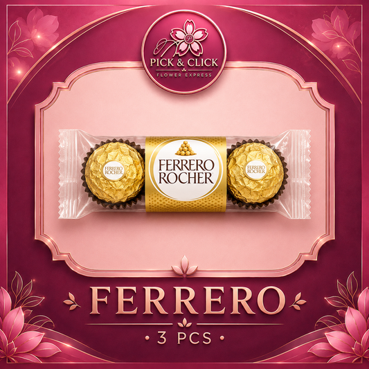 Ferrero Rocher 3-piece chocolate add-on gift from Pick and Click Flower Express, perfect for flower bouquets, romantic gifts, birthdays, anniversaries, and surprise flower delivery in Metro Manila, Philippines.