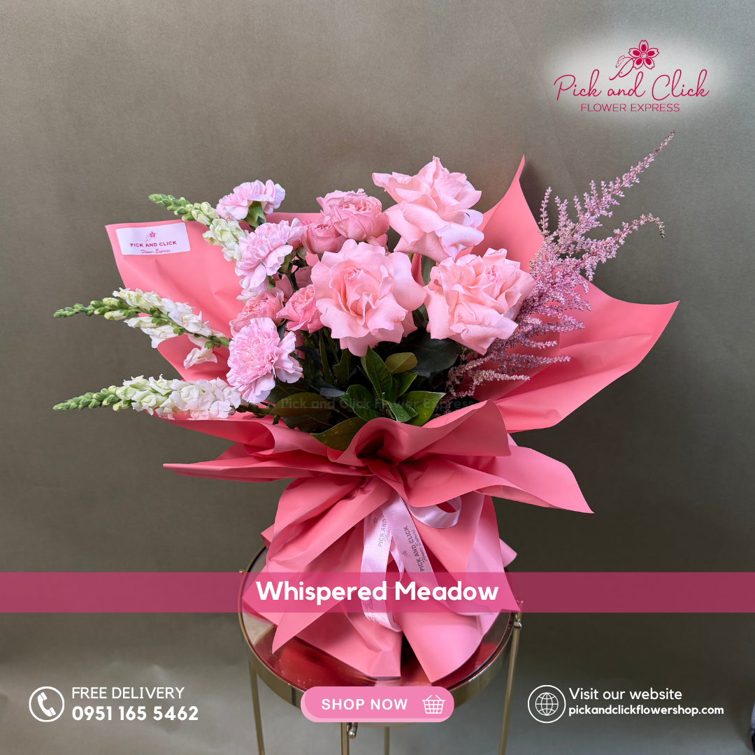 Pink rose, carnation, and snapdragon bouquet with pink astilbe – Metro Manila flower delivery